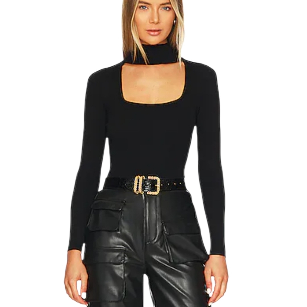 Jonathan Simkhai Janessa Cutout Squareneck Sweater Black